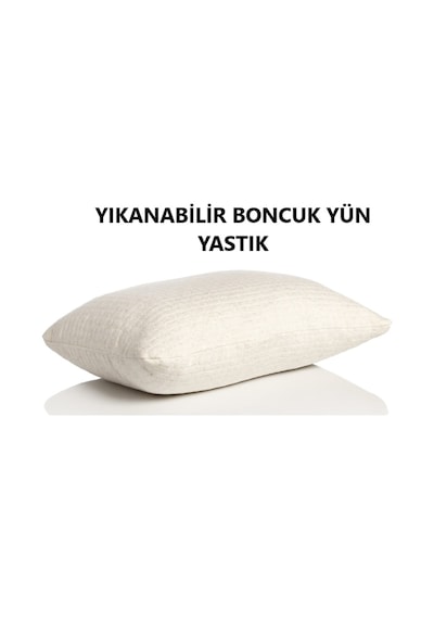 Yıkanabilir Boncuk Doğal Yün Yastık Krem Yıkanabilir Boncuk Doğal Yün Yastık Krem
