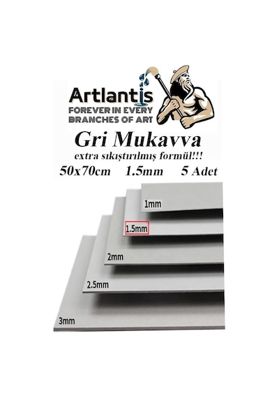 Mukavva Gri 1.5 Mm 50x70 Cm 5 Adet Sert Karton Ekstra Sıkıştırılmış