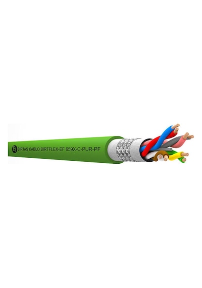 Birtaş Ef659x-c-pur-jz-4x2x0.25 ,kesit 0.25mm² 8-damar/çok Telli 1mt Blendajlı Ağırşart Hareketli Pur Kablo