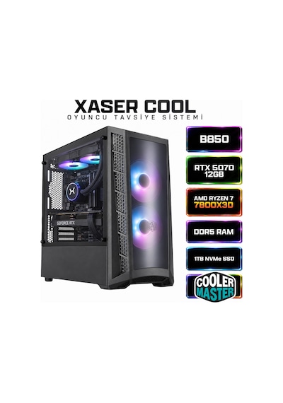Xaser Cool X260 R7-7800X3D 32 GB 1 TB SSD 12 GB RTX5070 Dos Masaüstü Oyuncu Bilgisayar