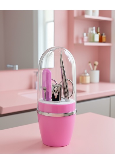Taşınabilir Manikür Seti Pembe 1 Adet