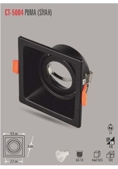 Kare Spot Siyah Kasa Ct-5004