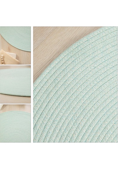 Ocean Home Textile Yıkanabilir Mint Kırçıllı Pamuklu Halı Kilim 80 Cm Çap
