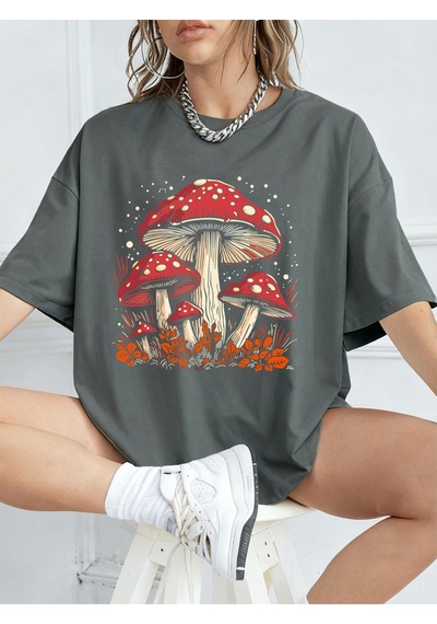 Noıssey Urban Pop Graphic Kadın Tişört Koleksiyonukod 5086 Füme