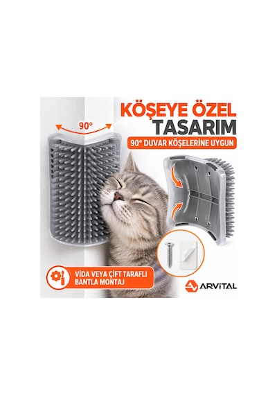 Xl Kedi Kaşıma Ve Kaşınma Aparatı 15x8 Cm Duvara Köşeye Monte, Kedi Nanesi Hediyeli