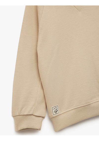 Koton Pamuklu Uzun Kollu Bisiklet Yaka Basic Sweatshirt Bej 6wmb10201tk Ekru