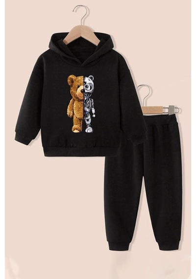 Uyguntarz Çocuk Boys Bear Eşofman Takımı Siyah
