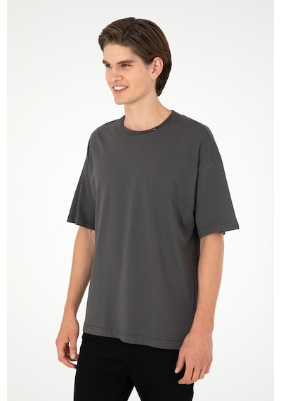 U.S. Polo Assn. Erkek Oversize Fit Bisiklet Yaka Antrasit Tişört 50294288-VR006