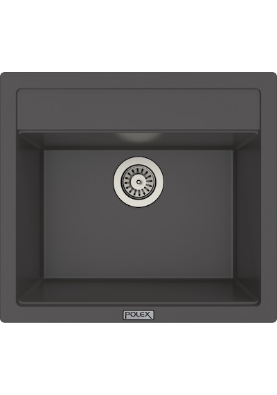 Polex Cristalüx Granit Evye P-08 Antrasit Tezgah Altı Ve Tezgah Üstü Kare Mutfak Evyesi 55.5x50 CM