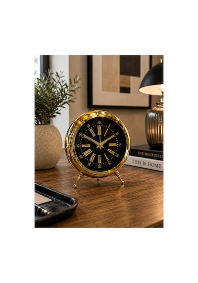 Sleep Nova Gold Vintage Roma Rakamlı Dekoratif Masa Saati Altın
