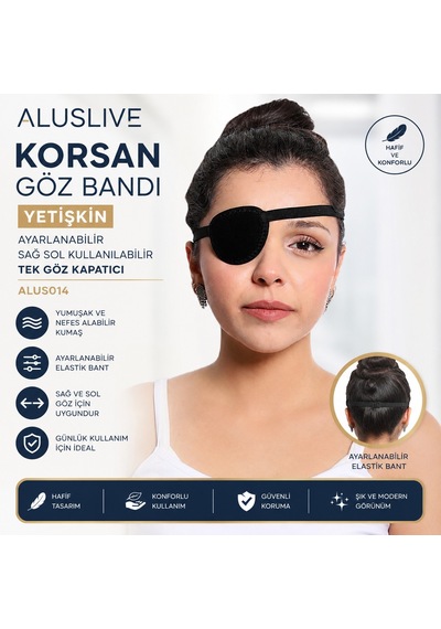 Aluslive Aluslıve Korsan Göz Bandı Yetişkin Ayarlanabilir Sağ Sol Kullanılabilir Tek Göz Kapatıcı Alus014 Diğer