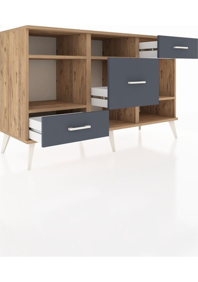 Kronos Konsol 4 Raflı 3 Çekmeceli 132x59x83 Çam-çam/antrasit Çam/antrasit Kronos Konsol 4 Raflı 3 Çekmeceli 132x59x83 Çam-çam/antrasit Çam/antrasit
