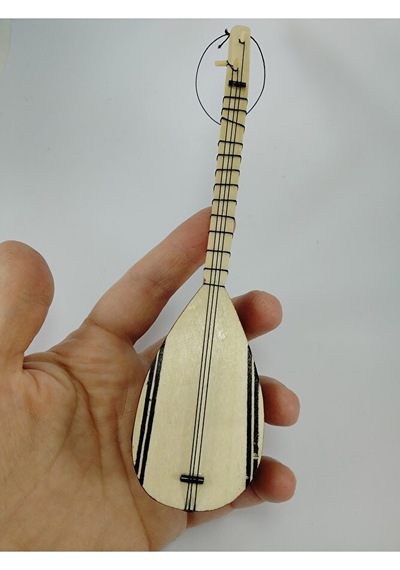 Dekoratif Ahşap Bağlama El Yapımı Minyatür Duvar Dekoru