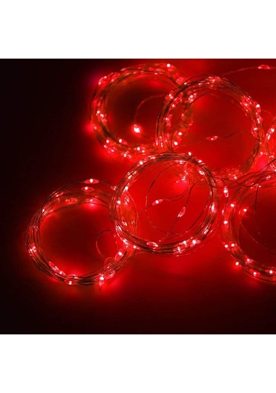 KIRMIZI SALKIM LED IŞIK KIRMIZI LED IŞIK USB + KUMANDALI KIRMIZI İNCE PERİ LEDLİ 3X2.5 METRE YILBAŞI IŞIKLARI NOEL IŞIKLARI Kırmızı