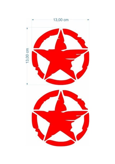 Skm Army Yıldız 13 X 13 Cm Kırmızı Sticker 2 Li
