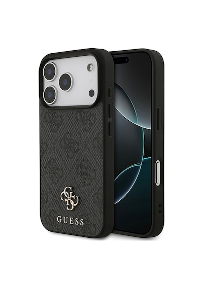 Apple iPhone Uyumlu 18 Pro  Kılıf Guess  Lisanslı M-safe Şarj Özellikli Small 4g Classic Kapak Siyah