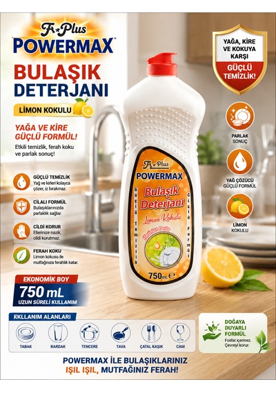 Powermax A Plus Bulaşık Deterjanı 750 Ml X3 Set Elde Bulaşık Yıkama Deterjanı
