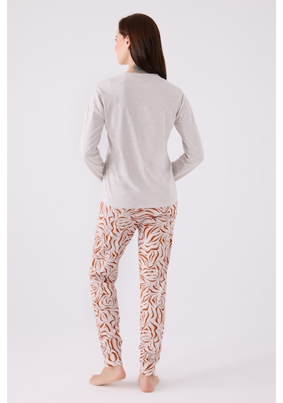Pierre Cardin 8860 Uzun Kol Kadın Pijama Takımı Krem