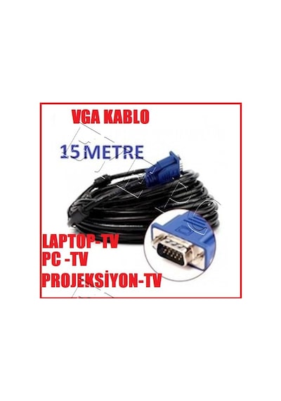 15 Metre Vga To Vga Kablo Görüntü Aktarim Kablosu