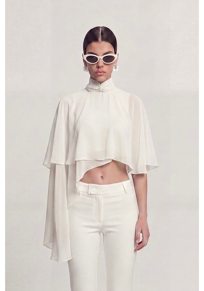 Holly Lolly Pelerin Model Bena Bluz Beyaz