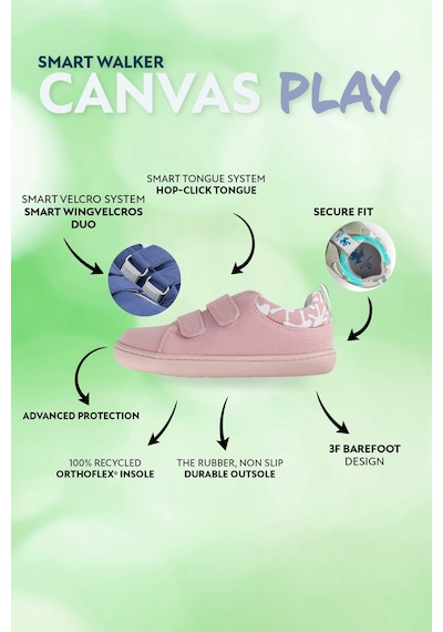 Smart Walker  Canvas Play Eco Pembe Barefoot Çocuk Ayakkabı