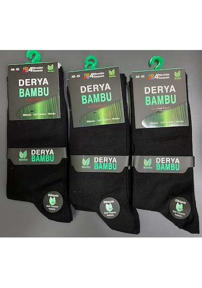 Derya Erkek Dikişsiz 4 Mevsim Bambu Uzun Çorap 6 Adet Siyah
