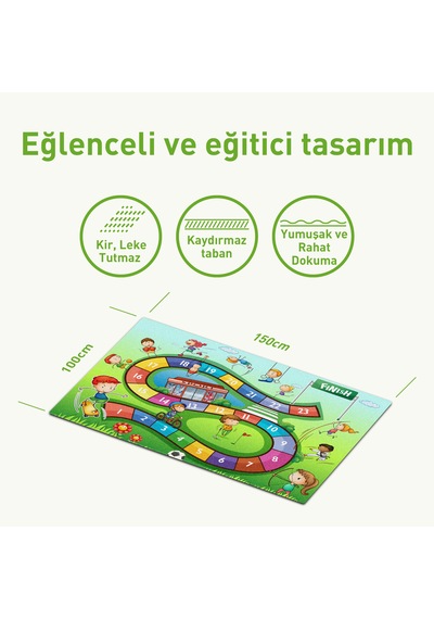 Carpdress Sayı Desenli Kaydırmaz Oyun Halısı 100 X 150 Cm