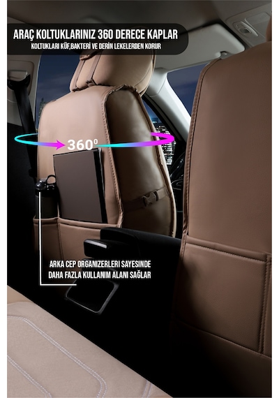 Dodge Caliber Uyumlu Lüx Deri Oto Koltuk Kılıfı Ön Arka Set Bej Sport Serisi Fs