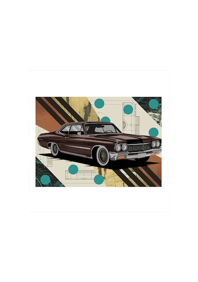 Retro Tarzda Klasik Araba Modern Mdf Tablo