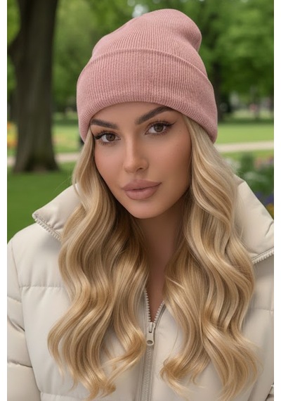 Caş Dekorasyon Açık Pembe Renk Bere Şapka Açık Pembe