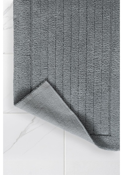 Lilly 2'li Pamuk Banyo Paspas Seti Yumuşak Dokulu Gri Yıkanabilir 60x100 + 60x50cm, Ll004g