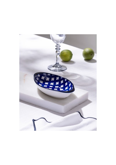 Madame Coco Reve Bleu Raye Oval Tabak - 19 Cm - Mavi/beyaz 8684427225271 Çok Renkli