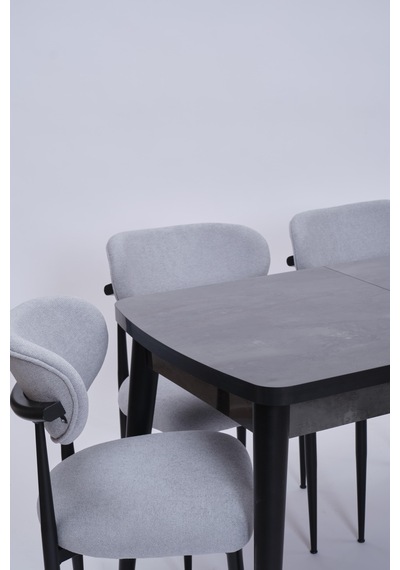 Nehir Polo Lak Panel Açılır Mutfak Masa Takımı 75x130cm Siyah