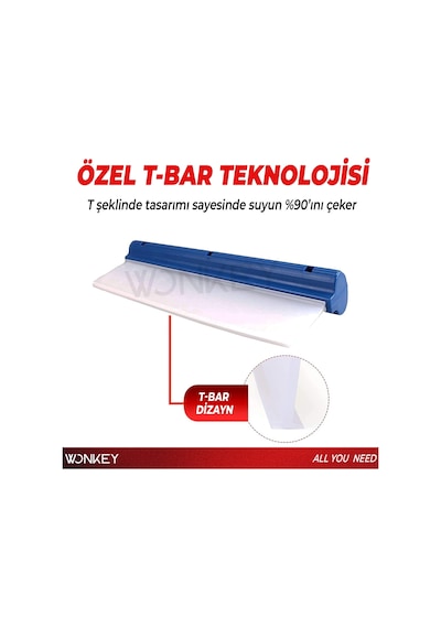 Wonkey - Silikon Uçlu Kaporta Su Çekeceği, Oto Araba Yıkama Kurulama Su Alma Çekeçek, Otomobil Cam Su Çekme Aparatı, Oto Çekcek