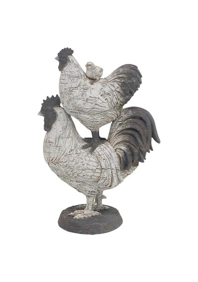 Çiftlik Evi Polystone Horoz Heykel, 8" X 5" X 12", Beyaz Diğer