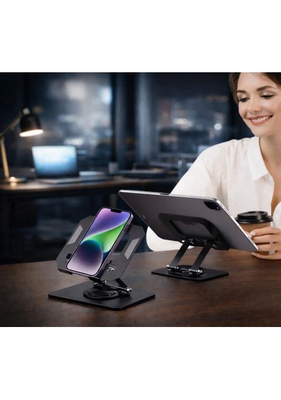 Ayarlanabilir Metal Tablet Telefon Standı 360 Dönebilen Kaymaz Taban Ergonomik Taşınabilir Stand