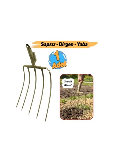Sapsız Metal 5 Dişli Yaba Ot Saman Balya Taşıma Karıştırma Dirgen Harman Sapları Yayma Aleti 1 Adet