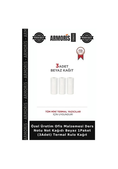 Özel Üretim Ofis Malzemesi Ders Notu Not Kağıdı Beyaz 1paket 3adet Termal Rulo Kağıt