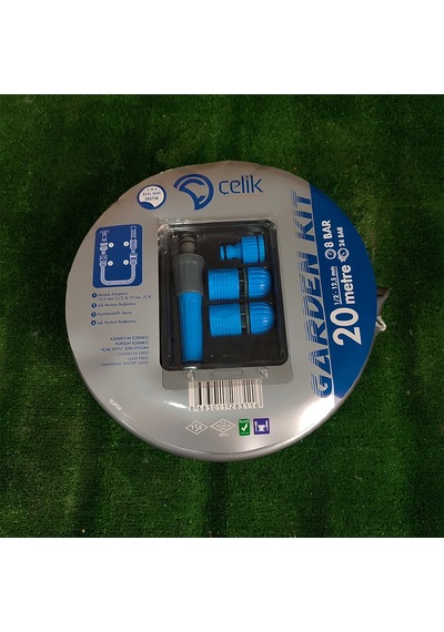 Çelik 1/2" Özel Seri Sulma Hortumu 20 Metre Hortum Kiti Bahçe Sulama Hortum Seti Garden Kıt