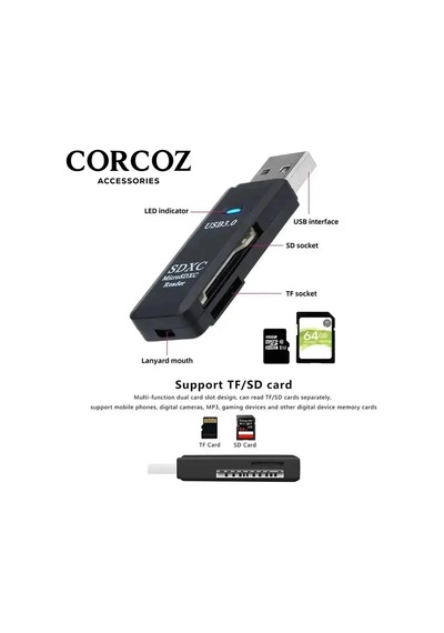 Tr Usb 3.0 Micro Sd Tf Kart Bellek Okuyucu 2'si 1 Arada Kart Okuyucu - Cz50