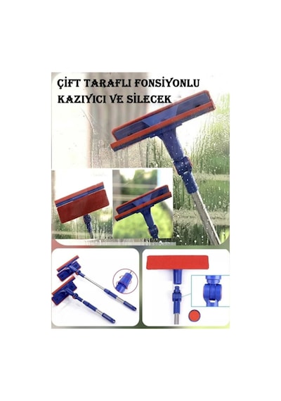 Teleskopik Mikrofiber Çift Taraflı Cam Silme Aparatı Çekçekli Silecek Pratik Teleskobik Silici Tr Diğer