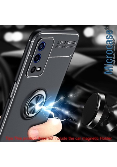 Microcase Oppo A55 Focus Serisi Yüzüklü Kilif - Siyah 536339400
