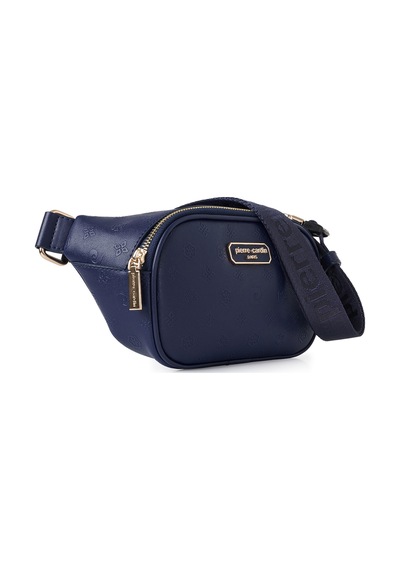 Pierre Cardin Limited Edition Gece Mavisi Klipsli Askılı Fermuar Kapamalı Kadın Omuz Çantası Bel Çantası Gece Mavisi