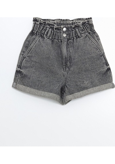 Lcw Jeans Gri Beli Lastikli Kadın Jean Şort