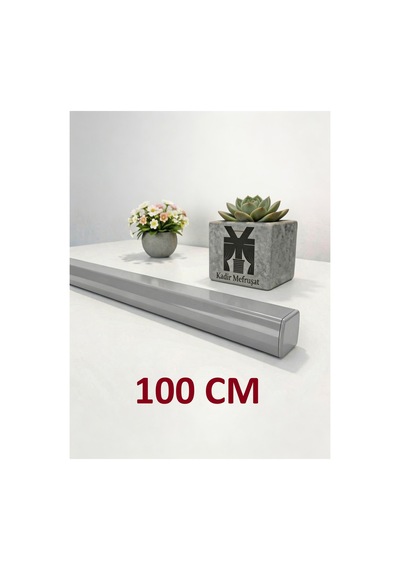 Gri Dekoratif Ray Alüminyum 2 Kanallı Dekoratif Metal Perde Kornişi Gri100cm - 856228823 Gri100cm