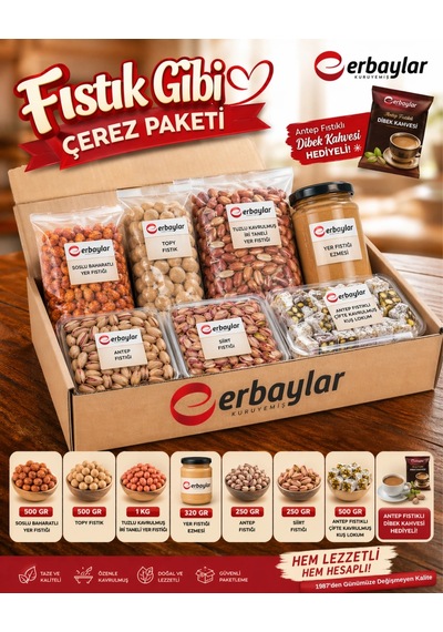 Erbaylar Fıstık Gibi Çerez Paketi 3 KG