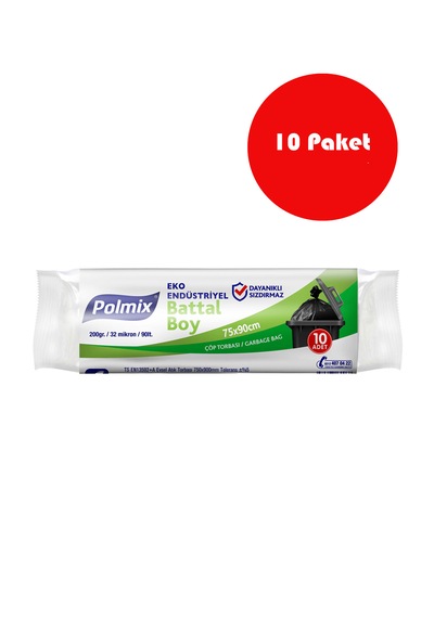10 Adet Eko Endüstriyel Battal Boy 75 X 90 Cm Çöp Torbası - P30