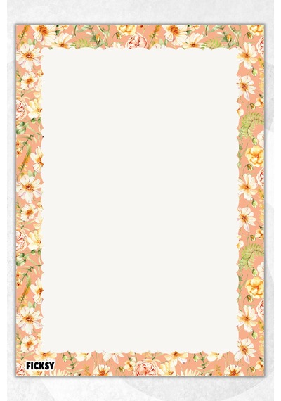 A5 Çiçek Bloknot Çizgisiz Defter - 50 Yaprak - Memopad - Notepad - Not Defteri - Not Kağıdı - 3083 Çok Renkli