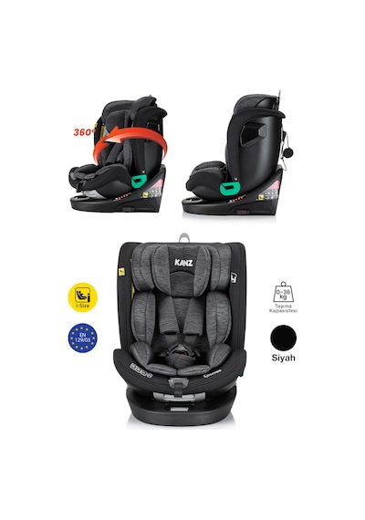 Kanz Cosmos İ-size 0-36kg 360 Dönebilen Oto Koltuğu Siyah