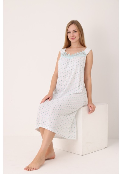 Yasar Underwear Kadın Dantelli Geniş Askılı Desenli Uzun Gecelik Mint Mint Yasar Underwear Kadın Dantelli Geniş Askılı Desenli Uzun Gecelik Mint Mint
